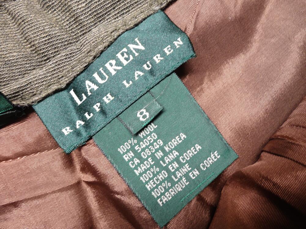 Lauren Ralph Lauren Pants Womens 8 Green Wool Twill Pleated Cuffed Lined Dress - Picture 6 of 8